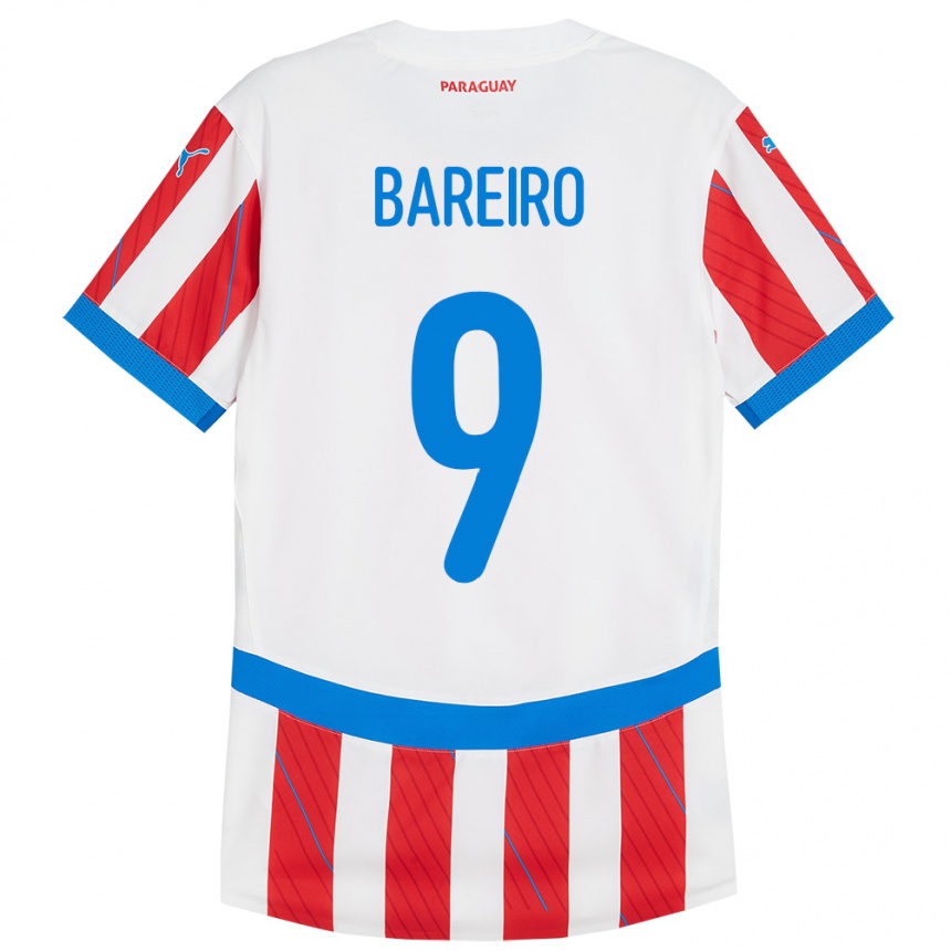 Niño Fútbol Camiseta Paraguay Adam Bareiro #9 Blanco Rojo 1ª Equipación 24-26 México