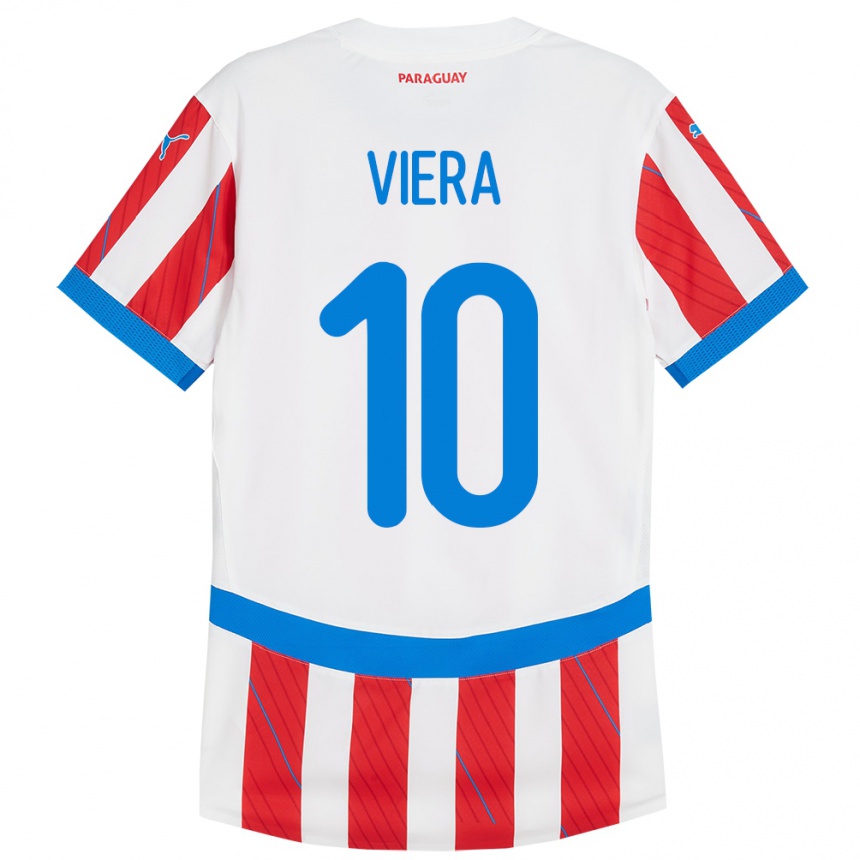 Niño Fútbol Camiseta Paraguay Wílder Viera #10 Blanco Rojo 1ª Equipación 24-26 México