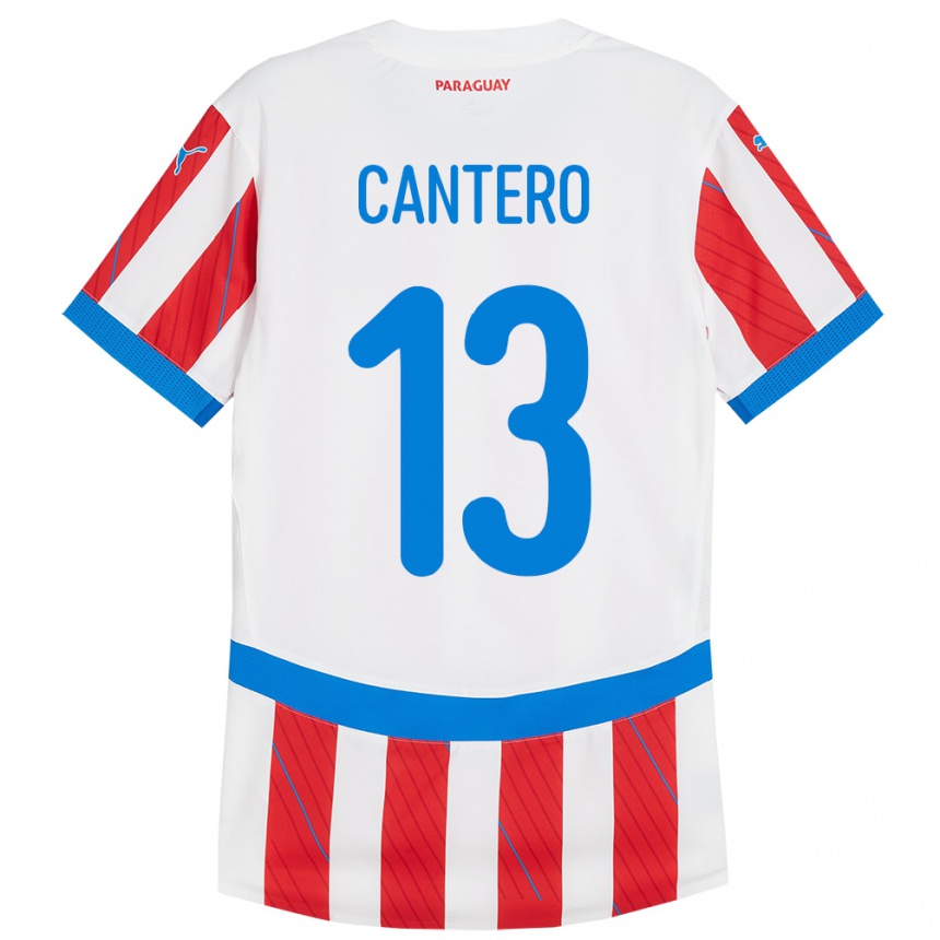 Niño Fútbol Camiseta Paraguay Alexis Cantero #13 Blanco Rojo 1ª Equipación 24-26 México