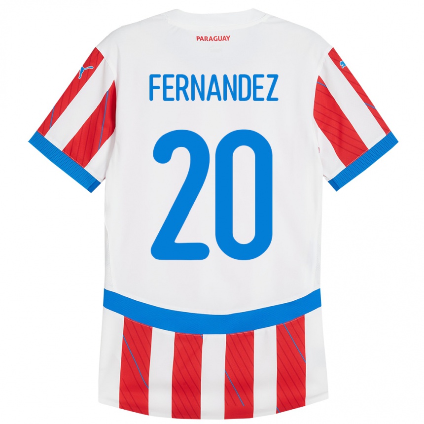 Niño Fútbol Camiseta Paraguay Marcelo Fernández #20 Blanco Rojo 1ª Equipación 24-26 México