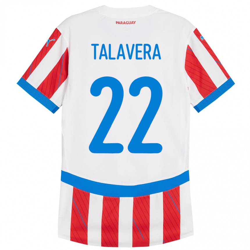 Niño Fútbol Camiseta Paraguay Javier Talavera #22 Blanco Rojo 1ª Equipación 24-26 México