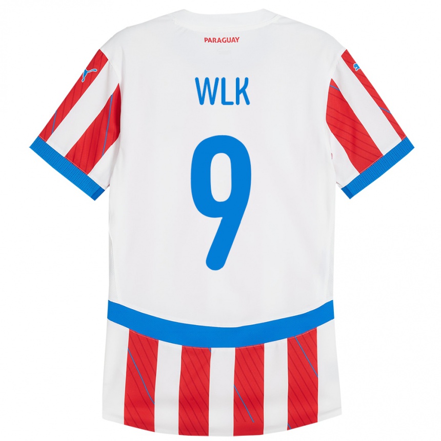 Niño Fútbol Camiseta Paraguay Allan Wlk #9 Blanco Rojo 1ª Equipación 24-26 México