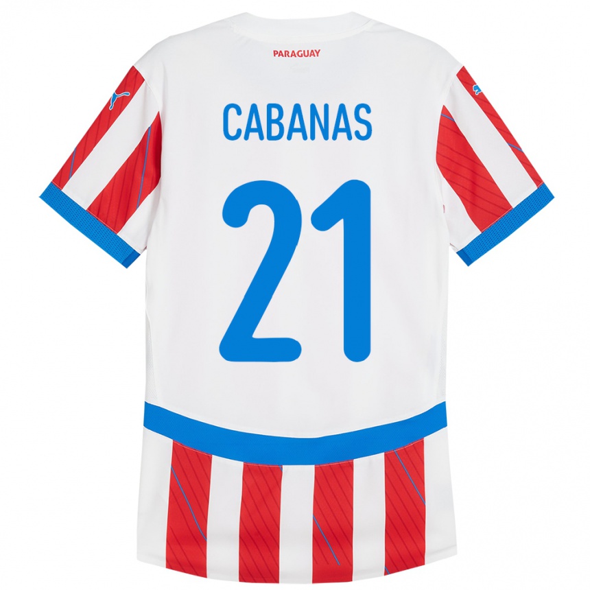 Niño Fútbol Camiseta Paraguay Víctor Cabañas #21 Blanco Rojo 1ª Equipación 24-26 México