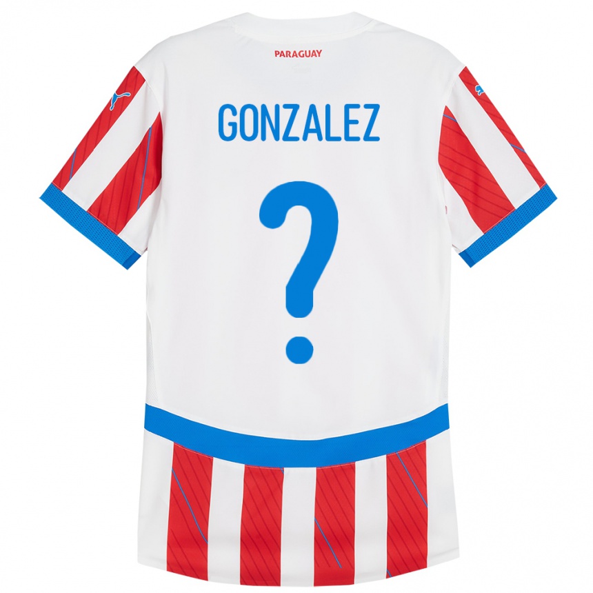 Niño Fútbol Camiseta Paraguay Antonio González #0 Blanco Rojo 1ª Equipación 24-26 México