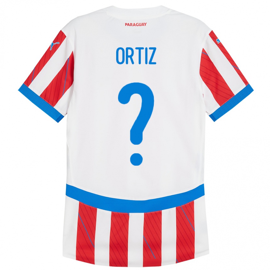 Niño Fútbol Camiseta Paraguay Rolando Ortíz #0 Blanco Rojo 1ª Equipación 24-26 México