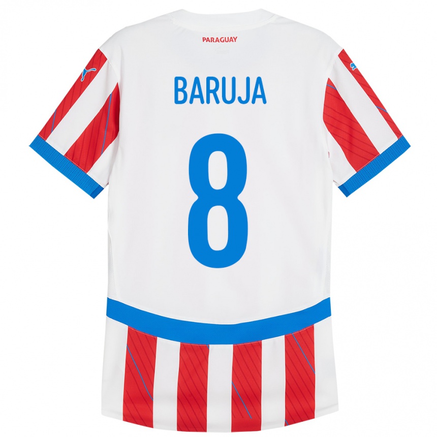 Niño Fútbol Camiseta Paraguay Fabrizio Baruja #8 Blanco Rojo 1ª Equipación 24-26 México