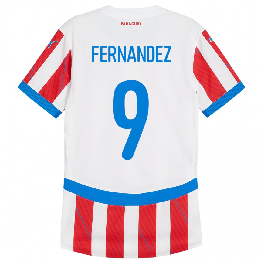 Niño Fútbol Camiseta Paraguay David Fernández #9 Blanco Rojo 1ª Equipación 24-26 México