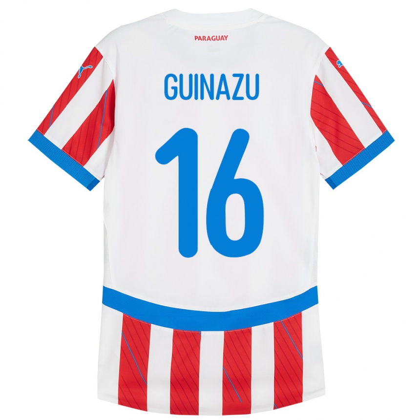 Niño Fútbol Camiseta Paraguay Lucas Guiñazú #16 Blanco Rojo 1ª Equipación 24-26 México