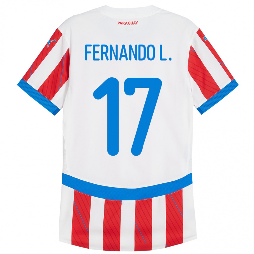 Niño Fútbol Camiseta Paraguay Fernando Leguizamón #17 Blanco Rojo 1ª Equipación 24-26 México