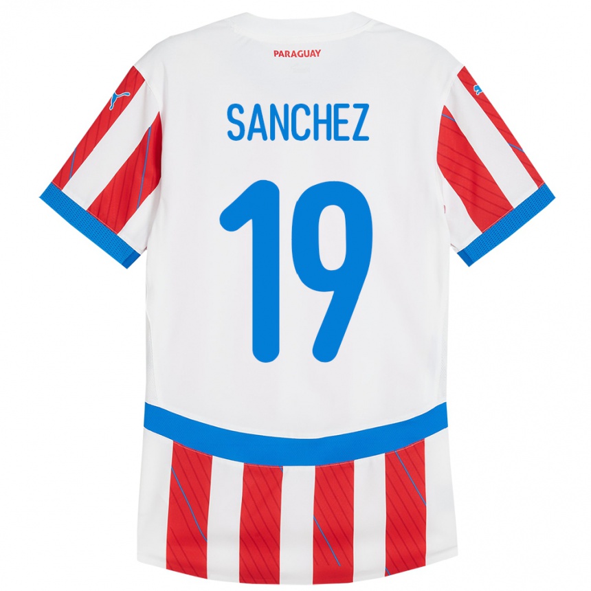 Niño Fútbol Camiseta Paraguay Juan Sánchez #19 Blanco Rojo 1ª Equipación 24-26 México