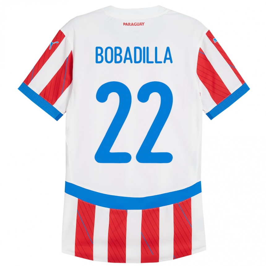Niño Fútbol Camiseta Paraguay Dylan Bobadilla #22 Blanco Rojo 1ª Equipación 24-26 México