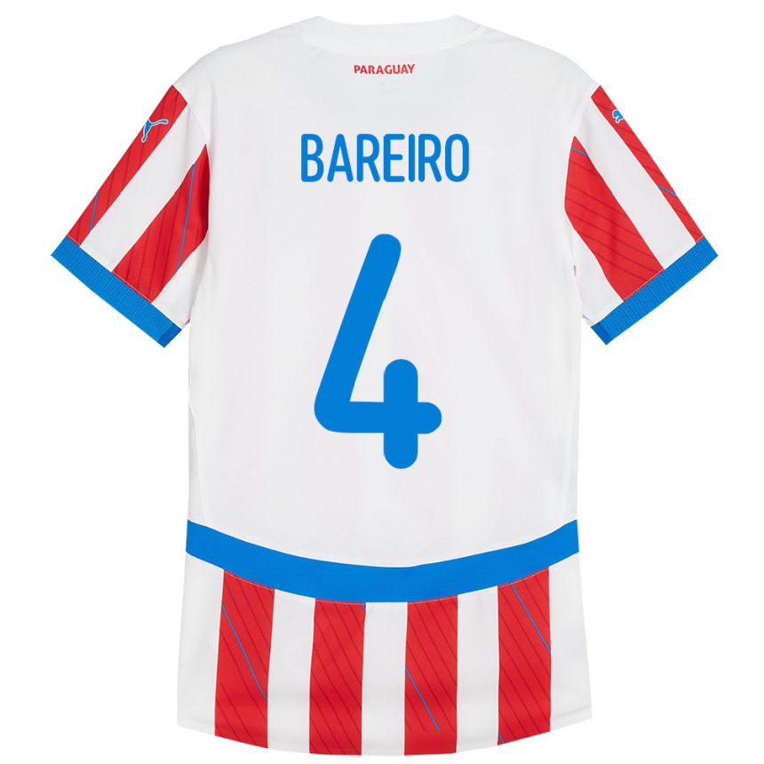 Niño Fútbol Camiseta Paraguay Daysy Bareiro #4 Blanco Rojo 1ª Equipación 24-26 México