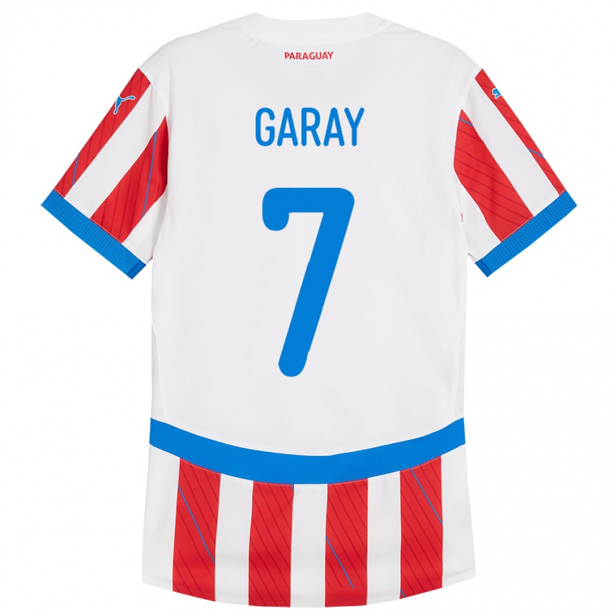 Niño Fútbol Camiseta Paraguay Griselda Garay #7 Blanco Rojo 1ª Equipación 24-26 México