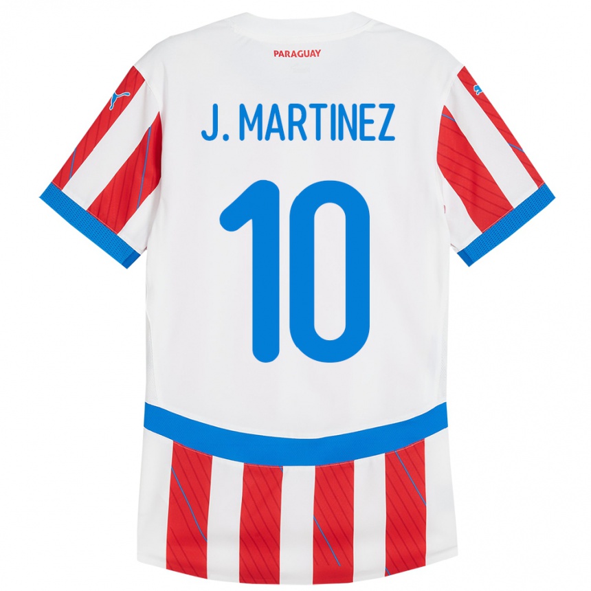 Niño Fútbol Camiseta Paraguay Jessica Martínez #10 Blanco Rojo 1ª Equipación 24-26 México