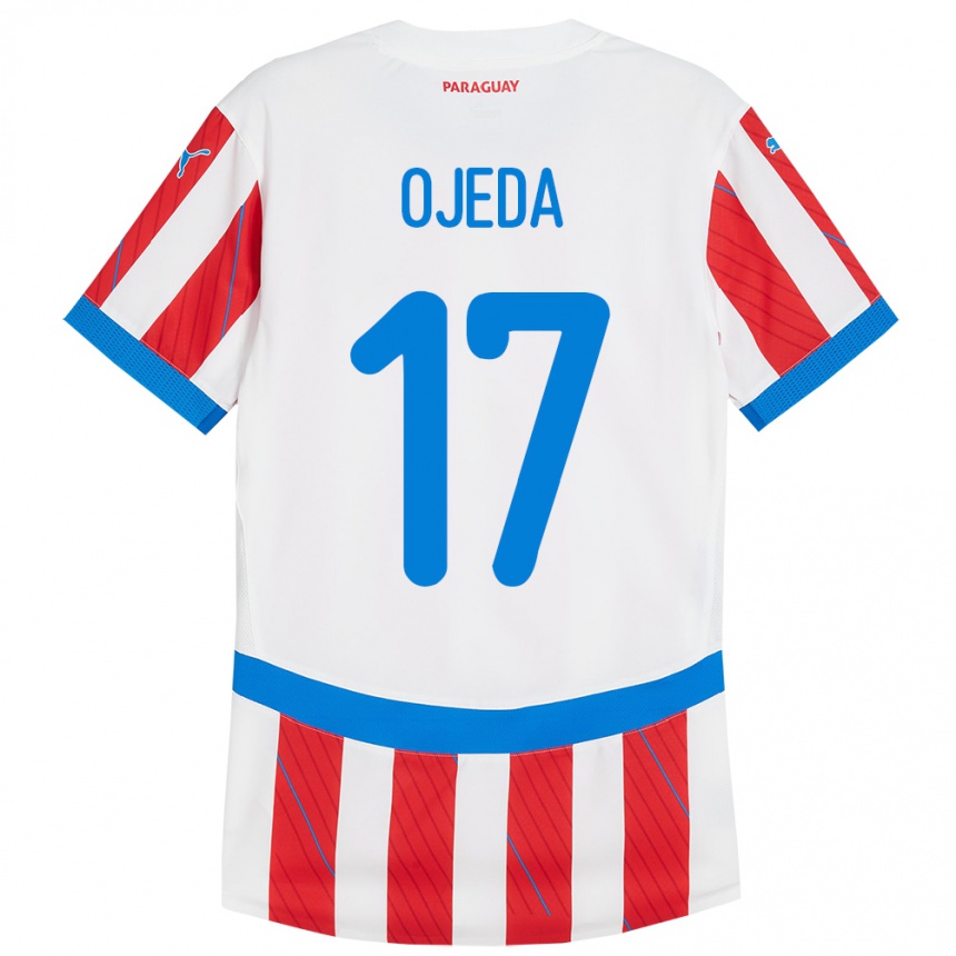 Niño Fútbol Camiseta Paraguay Deisy Ojeda #17 Blanco Rojo 1ª Equipación 24-26 México