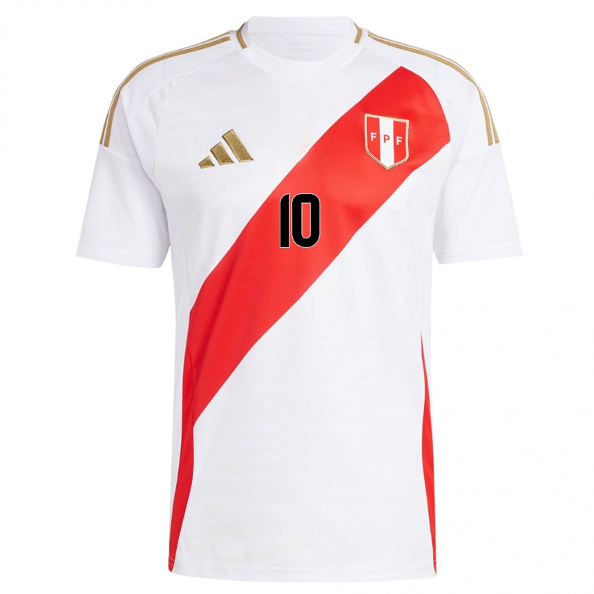 Niño Fútbol Camiseta Perú Adrián Ascues #10 Blanco 1ª Equipación 24-26 México