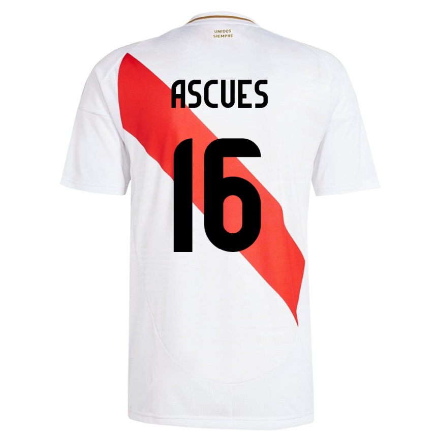 Niño Fútbol Camiseta Perú Carlos Ascues #16 Blanco 1ª Equipación 24-26 México