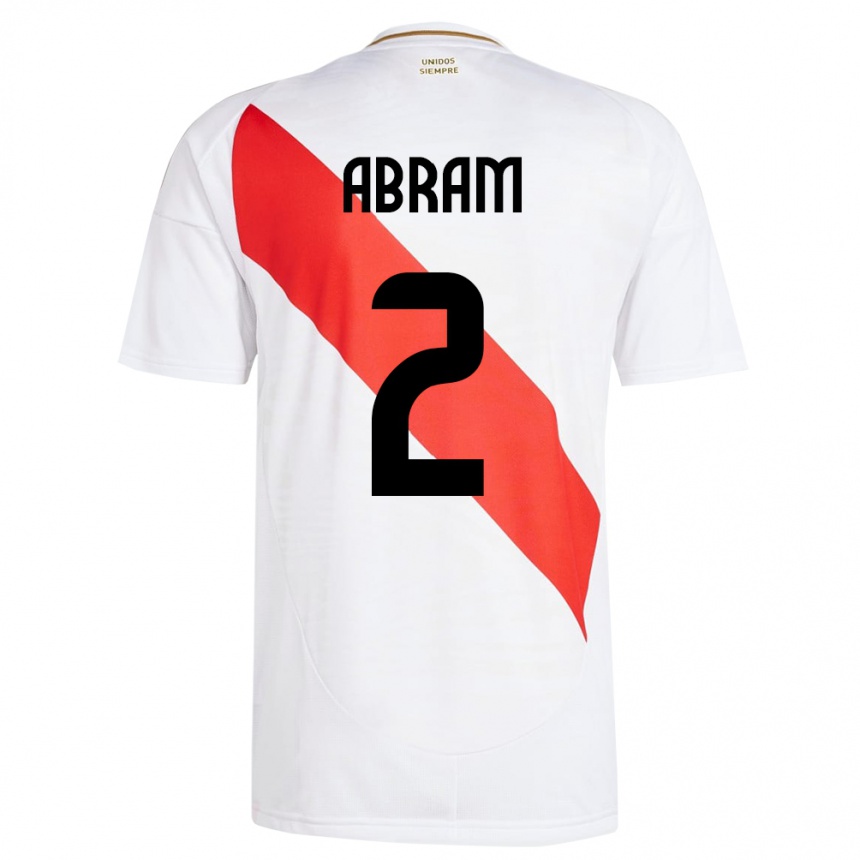 Niño Fútbol Camiseta Perú Luis Abram #2 Blanco 1ª Equipación 24-26 México