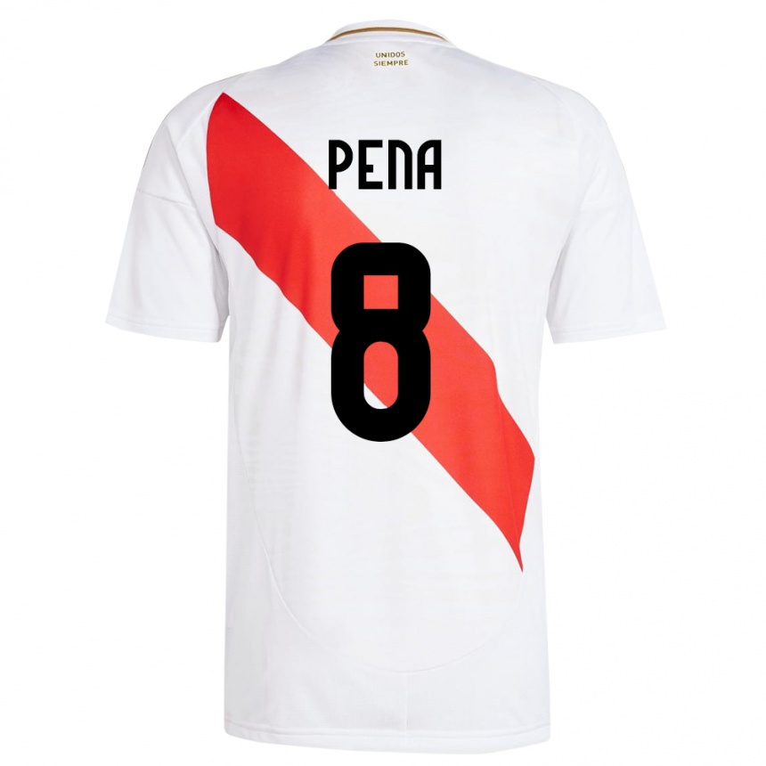 Niño Fútbol Camiseta Perú Sergio Peña #8 Blanco 1ª Equipación 24-26 México