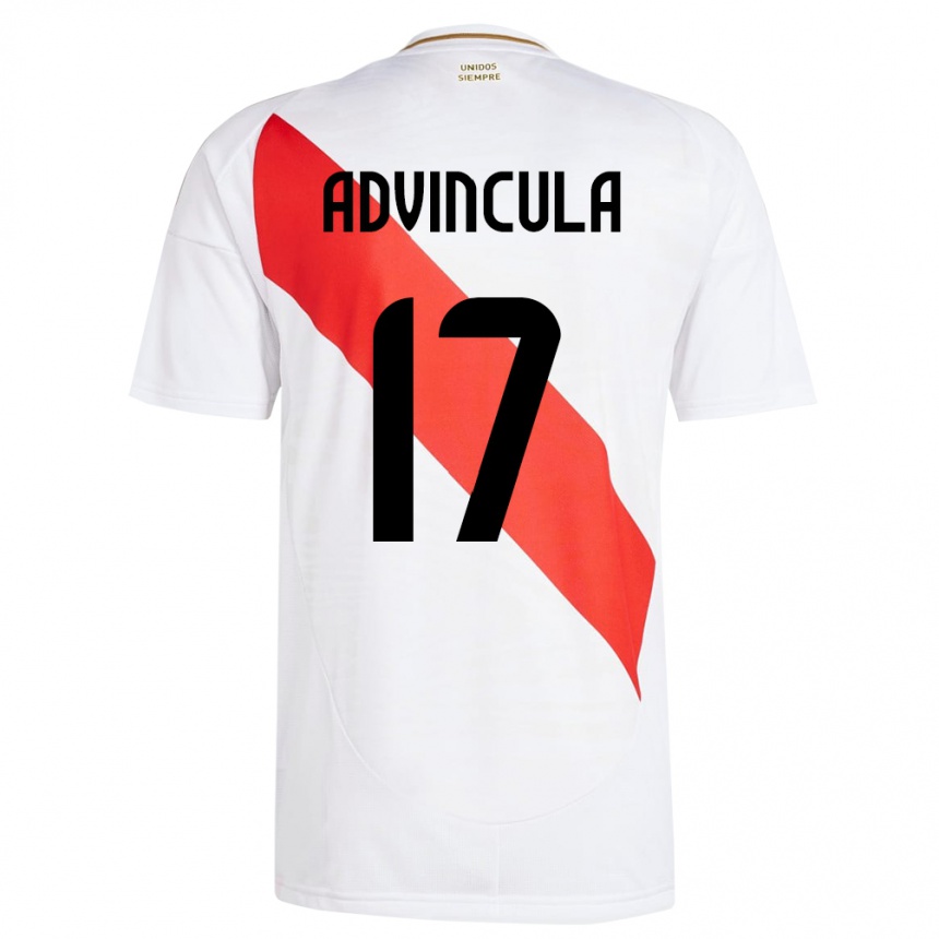 Niño Fútbol Camiseta Perú Luis Advíncula #17 Blanco 1ª Equipación 24-26 México