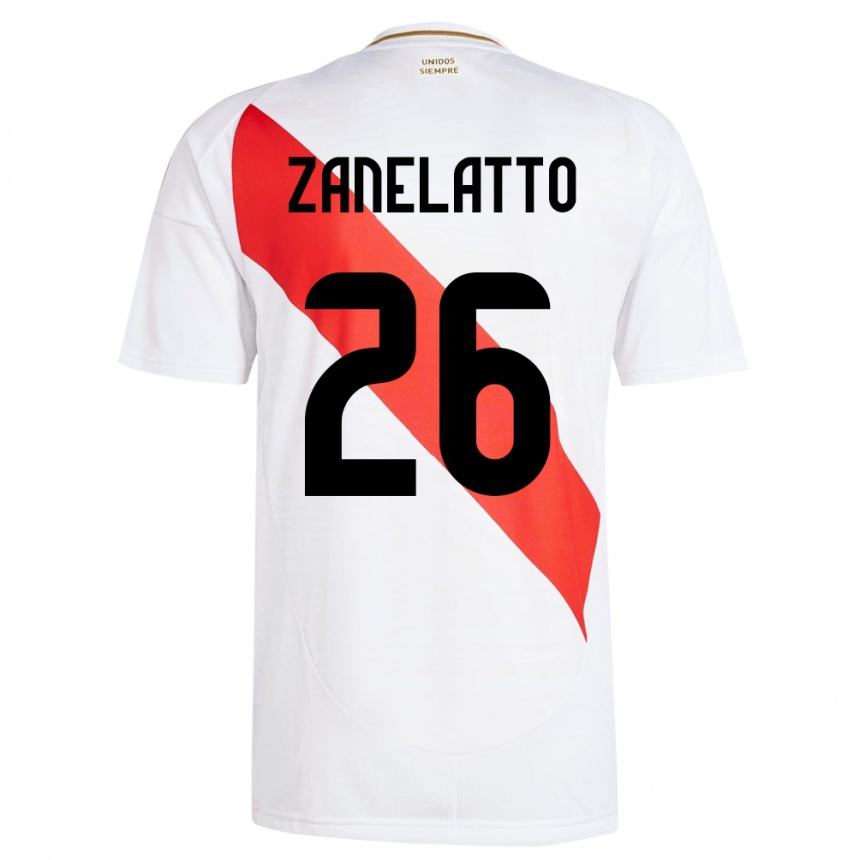 Niño Fútbol Camiseta Perú Franco Zanelatto #26 Blanco 1ª Equipación 24-26 México