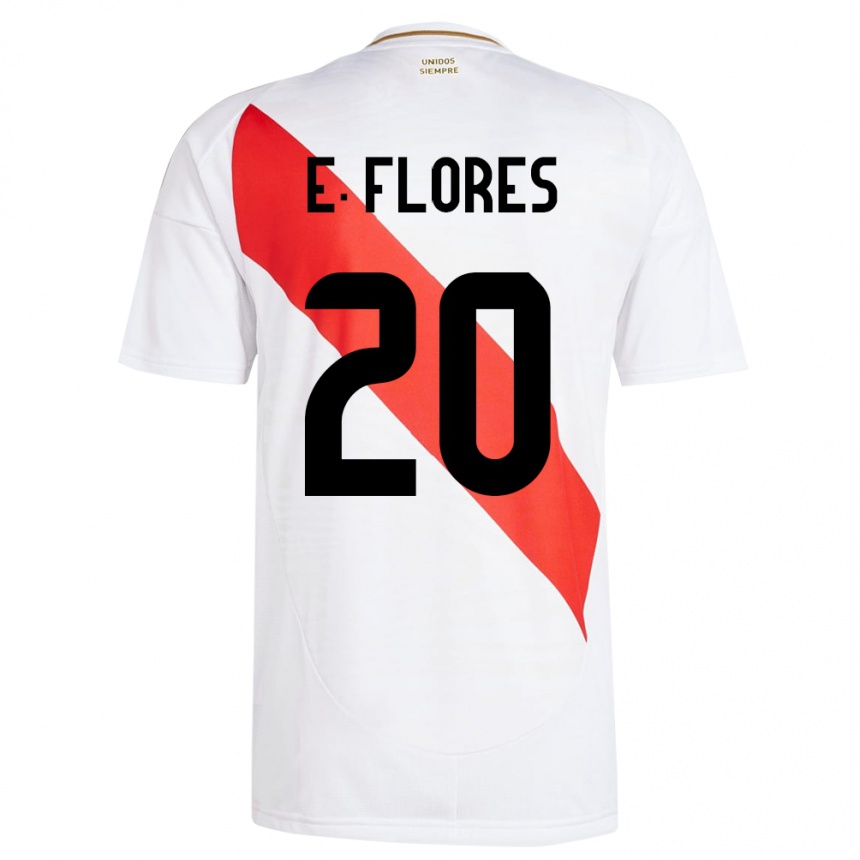 Niño Fútbol Camiseta Perú Edison Flores #20 Blanco 1ª Equipación 24-26 México