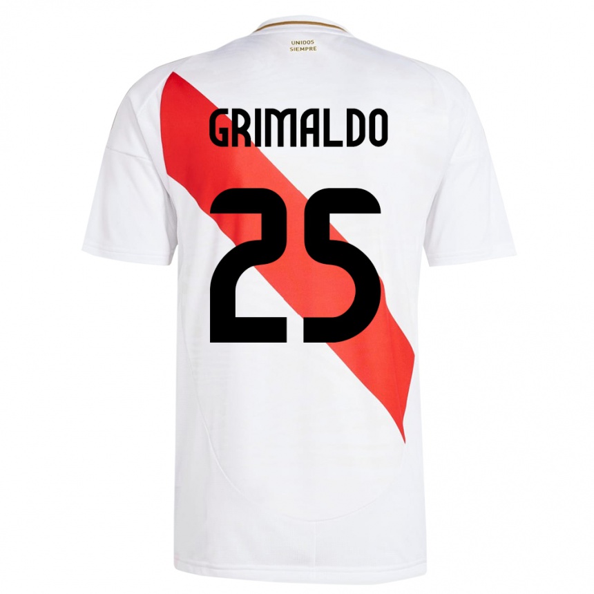 Niño Fútbol Camiseta Perú Joao Grimaldo #25 Blanco 1ª Equipación 24-26 México