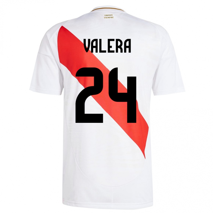 Niño Fútbol Camiseta Perú Álex Valera #24 Blanco 1ª Equipación 24-26 México