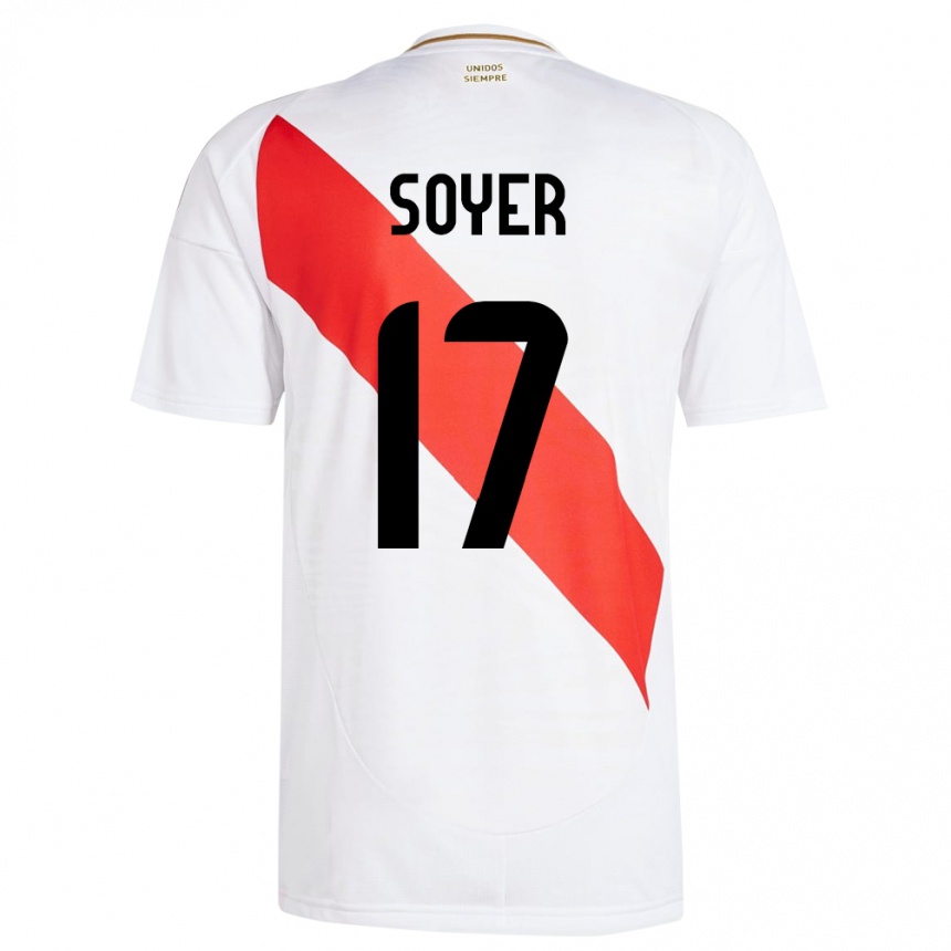 Niño Fútbol Camiseta Perú Bassco Soyer #17 Blanco 1ª Equipación 24-26 México