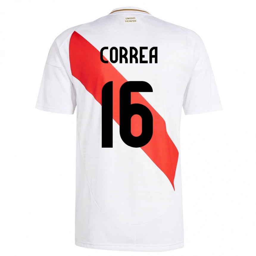 Niño Fútbol Camiseta Perú Eslyn Correa #16 Blanco 1ª Equipación 24-26 México