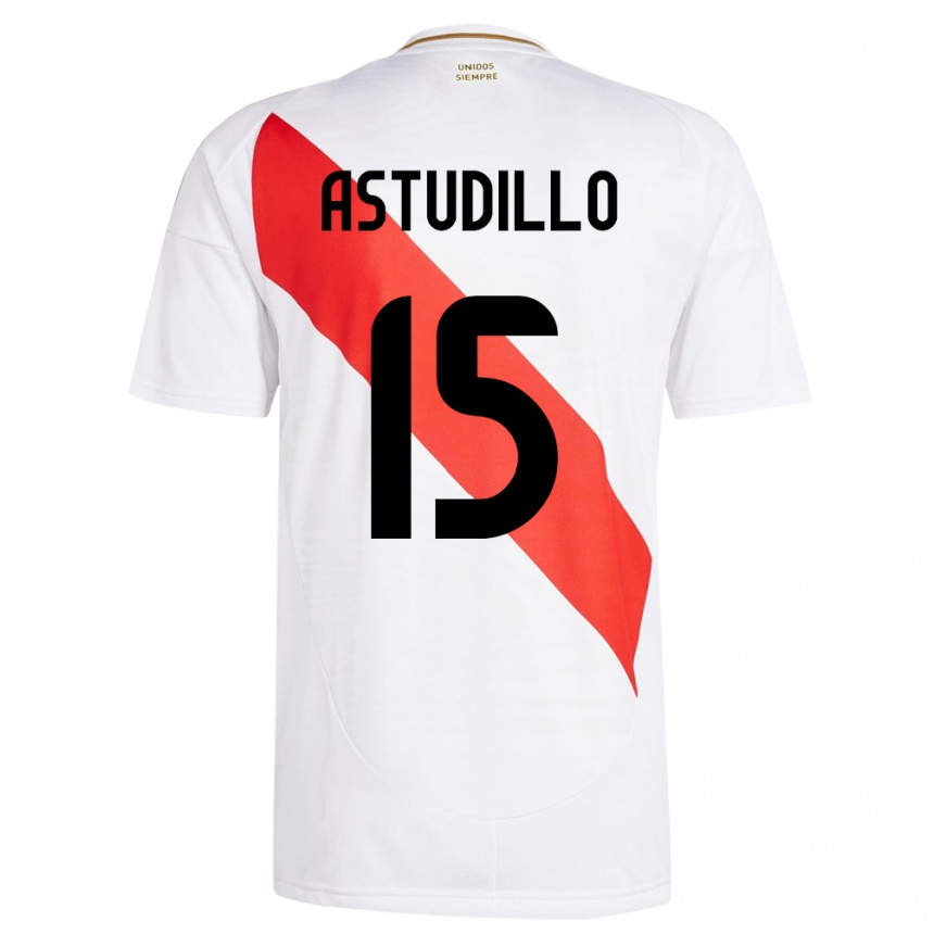 Niño Fútbol Camiseta Perú Julinho Astudillo #15 Blanco 1ª Equipación 24-26 México