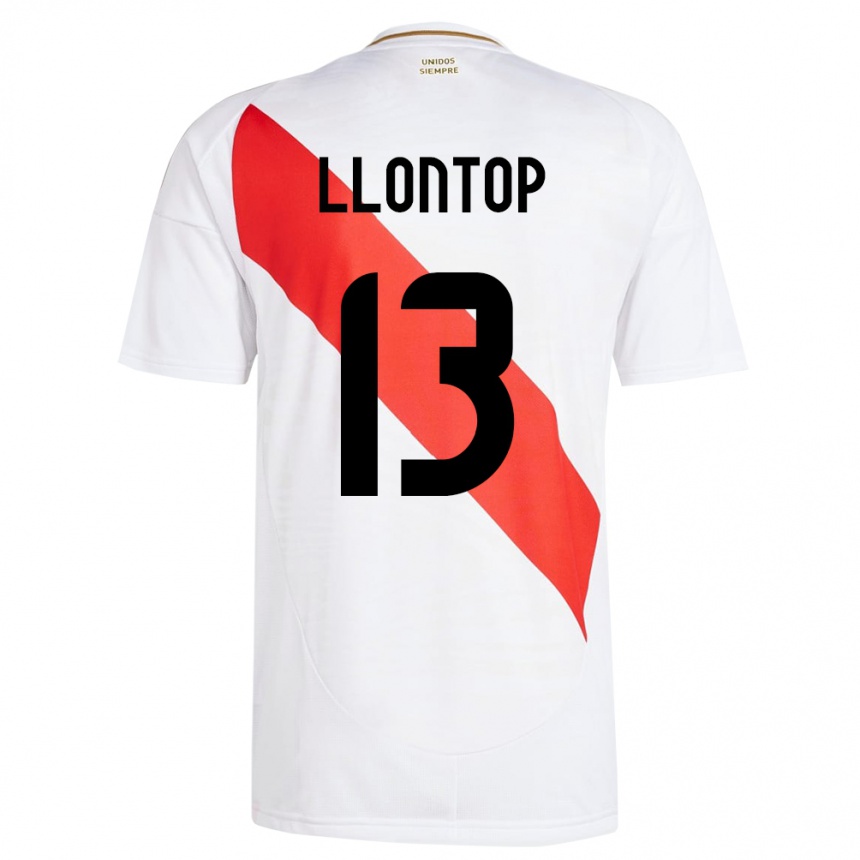 Niño Fútbol Camiseta Perú Mathías Llontop #13 Blanco 1ª Equipación 24-26 México