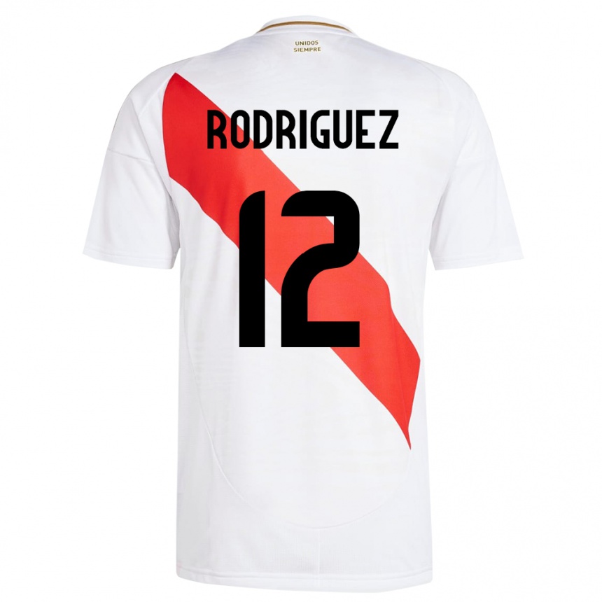 Niño Fútbol Camiseta Perú Jhefferson Rodríguez #12 Blanco 1ª Equipación 24-26 México