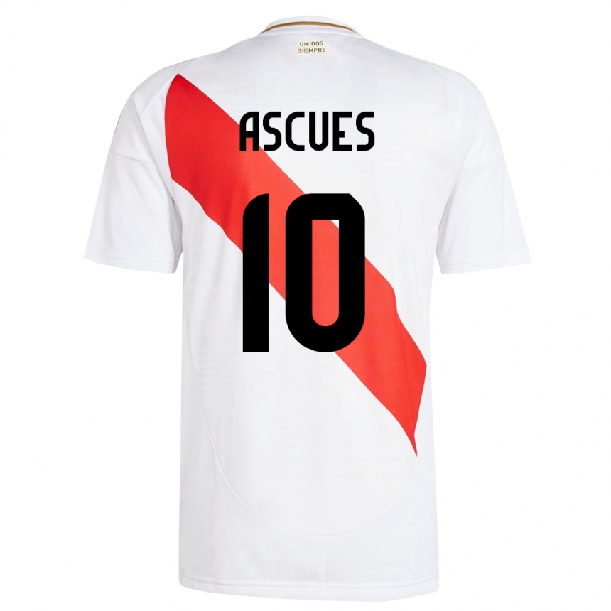 Niño Fútbol Camiseta Perú Adrián Ascues #10 Blanco 1ª Equipación 24-26 México