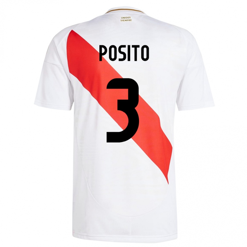 Niño Fútbol Camiseta Perú Alejandro Pósito #3 Blanco 1ª Equipación 24-26 México