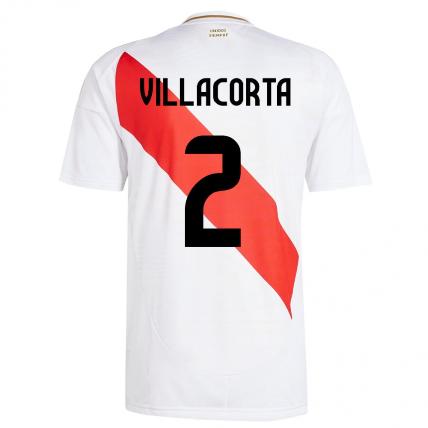 Niño Fútbol Camiseta Perú Anderson Villacorta #2 Blanco 1ª Equipación 24-26 México