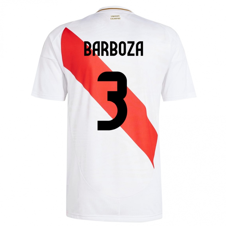 Niño Fútbol Camiseta Perú Matías Barboza #3 Blanco 1ª Equipación 24-26 México