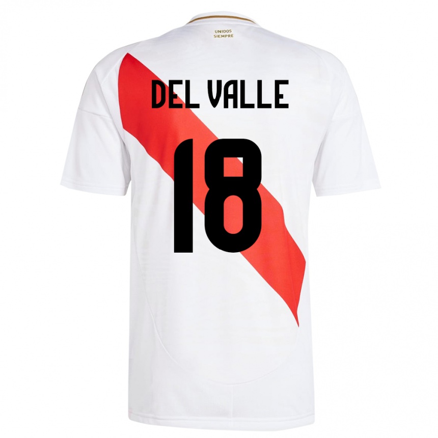 Niño Fútbol Camiseta Perú Yamir Del Valle #18 Blanco 1ª Equipación 24-26 México