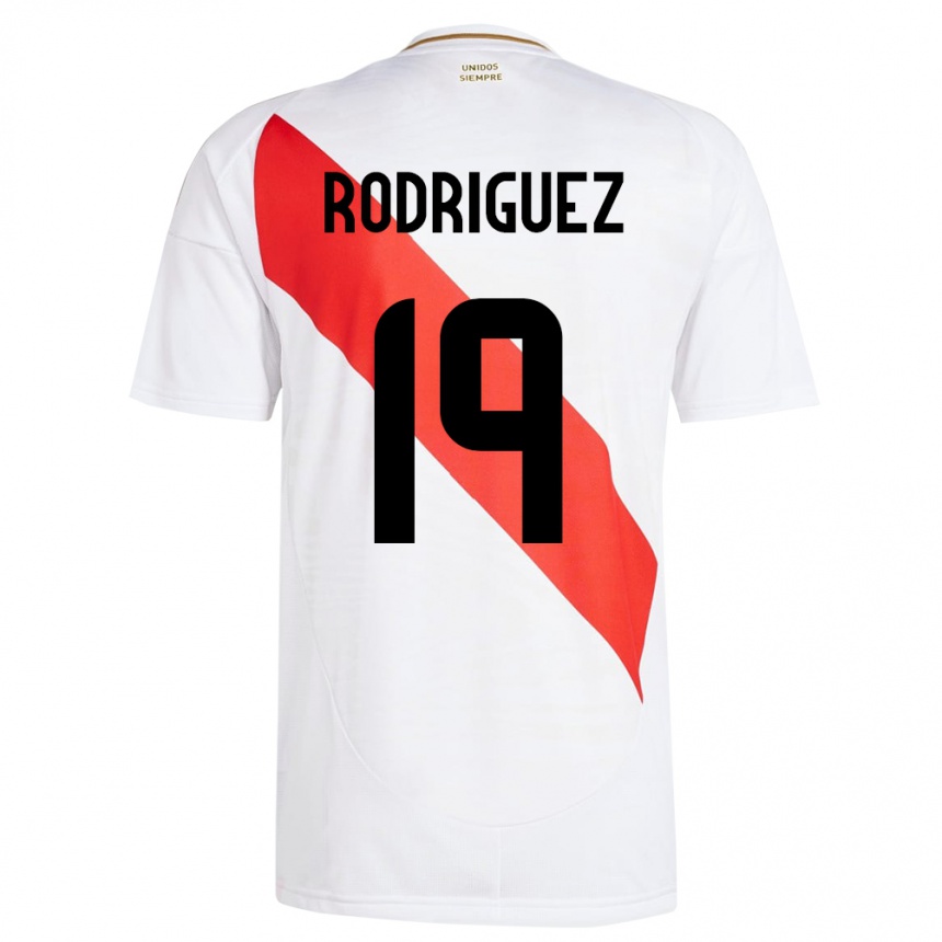 Niño Fútbol Camiseta Perú Mateo Rodríguez #19 Blanco 1ª Equipación 24-26 México