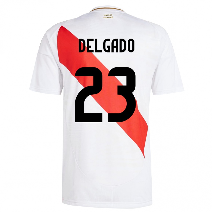 Niño Fútbol Camiseta Perú Valentino Delgado #23 Blanco 1ª Equipación 24-26 México