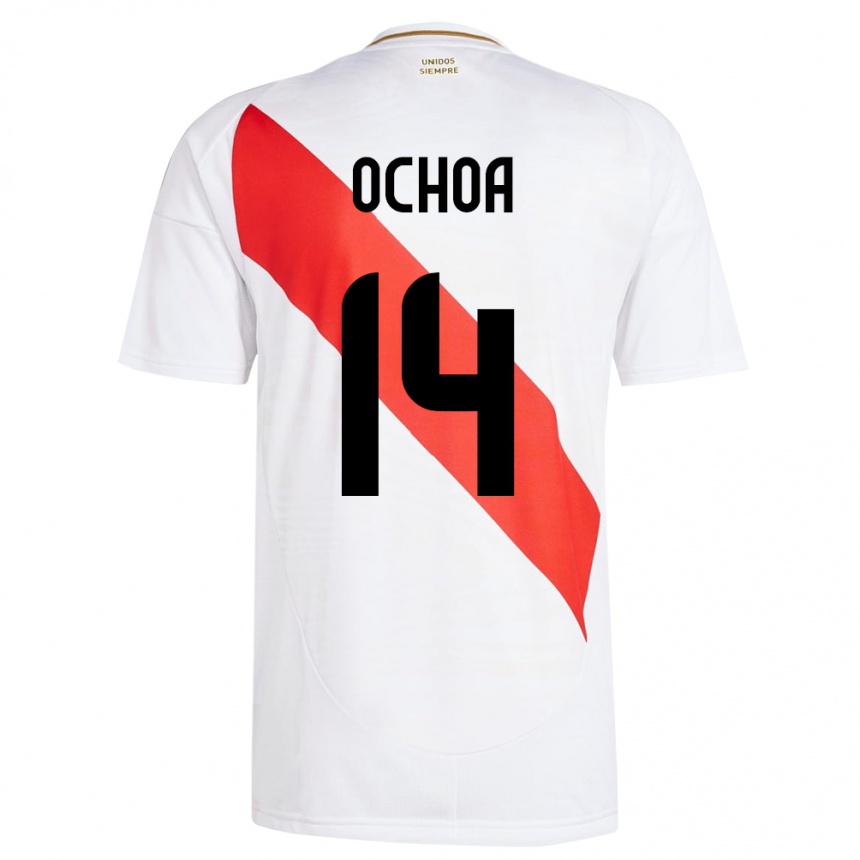 Niño Fútbol Camiseta Perú Victoria Ochoa #14 Blanco 1ª Equipación 24-26 México