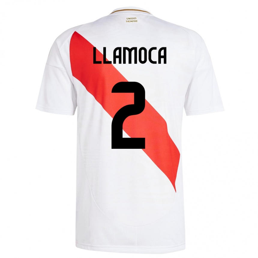 Niño Fútbol Camiseta Perú Braelynn Llamoca #2 Blanco 1ª Equipación 24-26 México