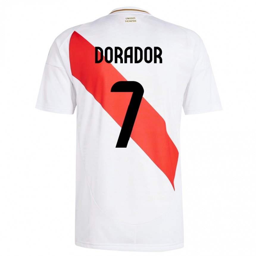 Niño Fútbol Camiseta Perú Sandy Dorador #7 Blanco 1ª Equipación 24-26 México