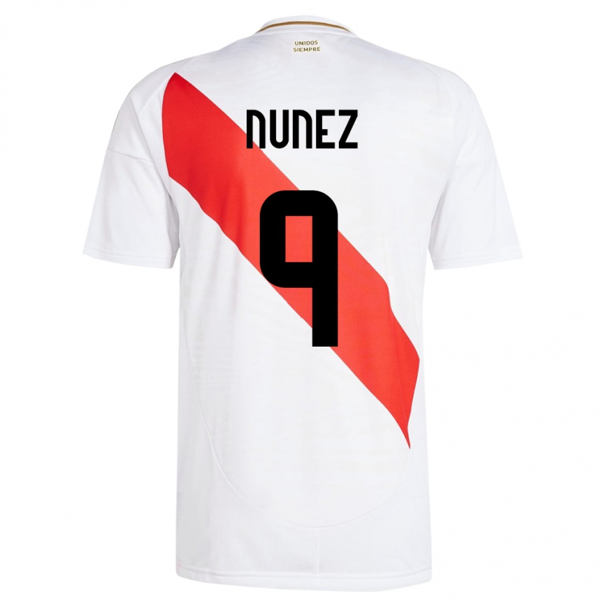 Niño Fútbol Camiseta Perú Pierina Núñez #9 Blanco 1ª Equipación 24-26 México