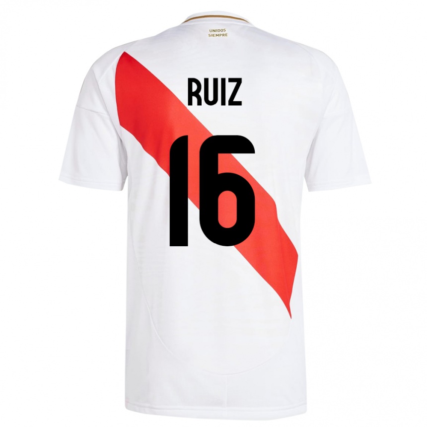 Niño Fútbol Camiseta Perú Birka Ruiz #16 Blanco 1ª Equipación 24-26 México