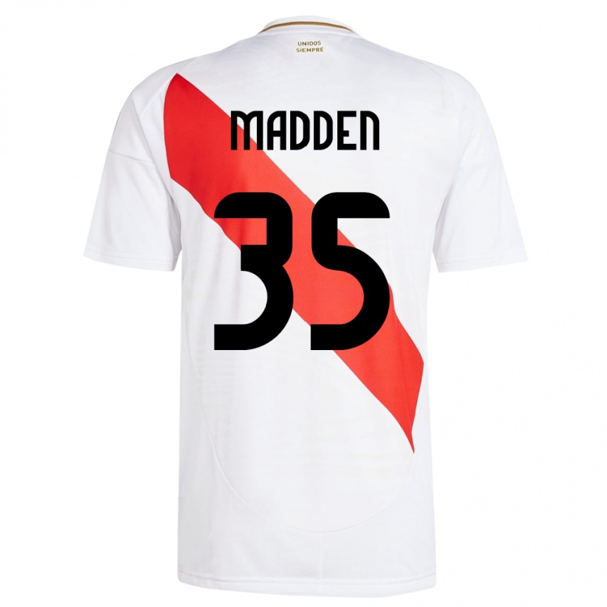 Niño Fútbol Camiseta Perú Savannah Madden #35 Blanco 1ª Equipación 24-26 México