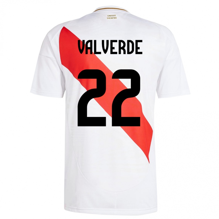 Niño Fútbol Camiseta Perú Malena Valverde #22 Blanco 1ª Equipación 24-26 México