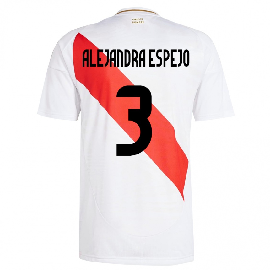 Niño Fútbol Camiseta Perú María Alejandra Espejo #3 Blanco 1ª Equipación 24-26 México