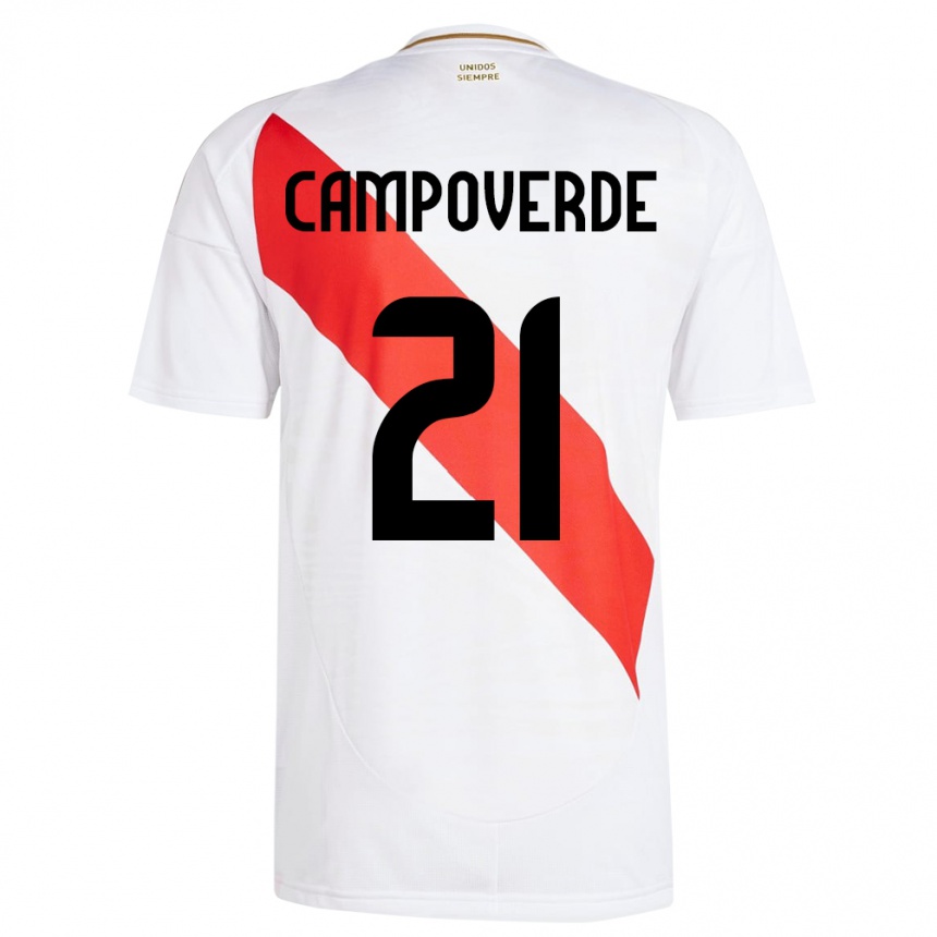 Niño Fútbol Camiseta Perú Luz Campoverde #21 Blanco 1ª Equipación 24-26 México