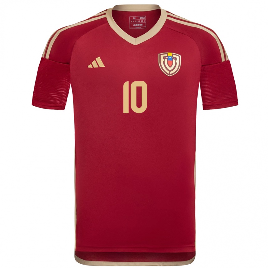 Niño Fútbol Camiseta Venezuela Enyerliannys Higuera #10 Borgoña 1ª Equipación 24-26 México